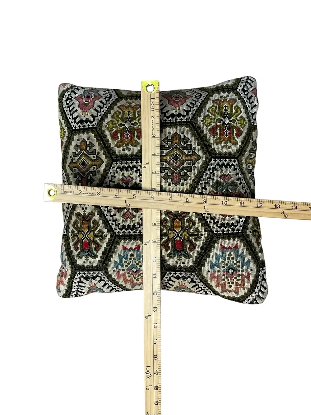 Set of 3 Vintage Style Tapestry Throw Pillows Floral Geometric Boho Cottage
